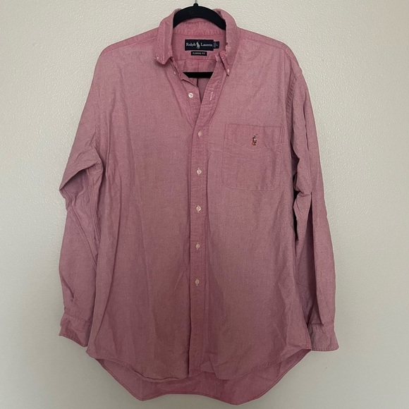 RAPLH LAUREN- Men's Classic Fit Dress Shirt Button Down in Salmon Pink S… - Picture 1 of 5